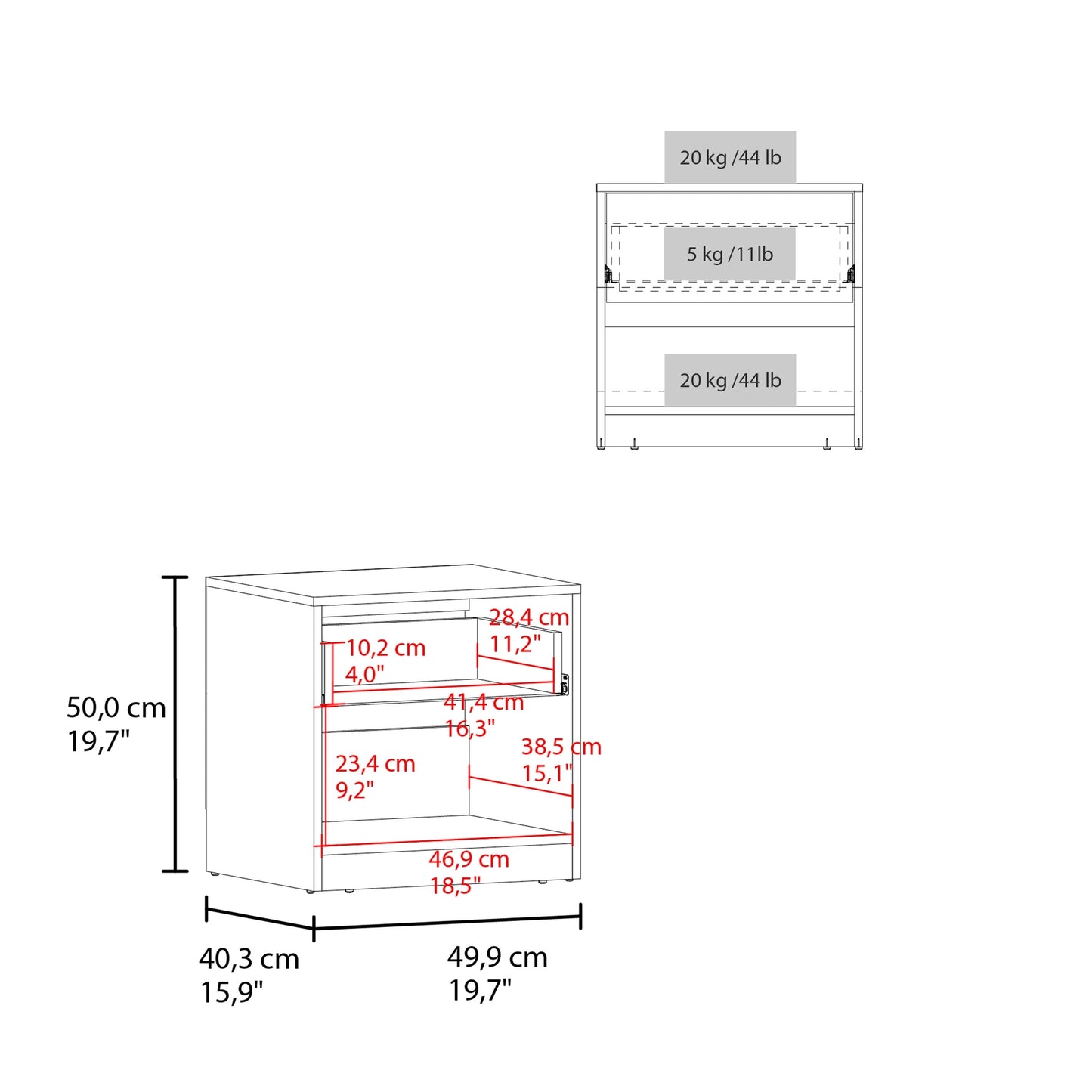 Modern Oak Nightstand with Drawer & Open Shelf