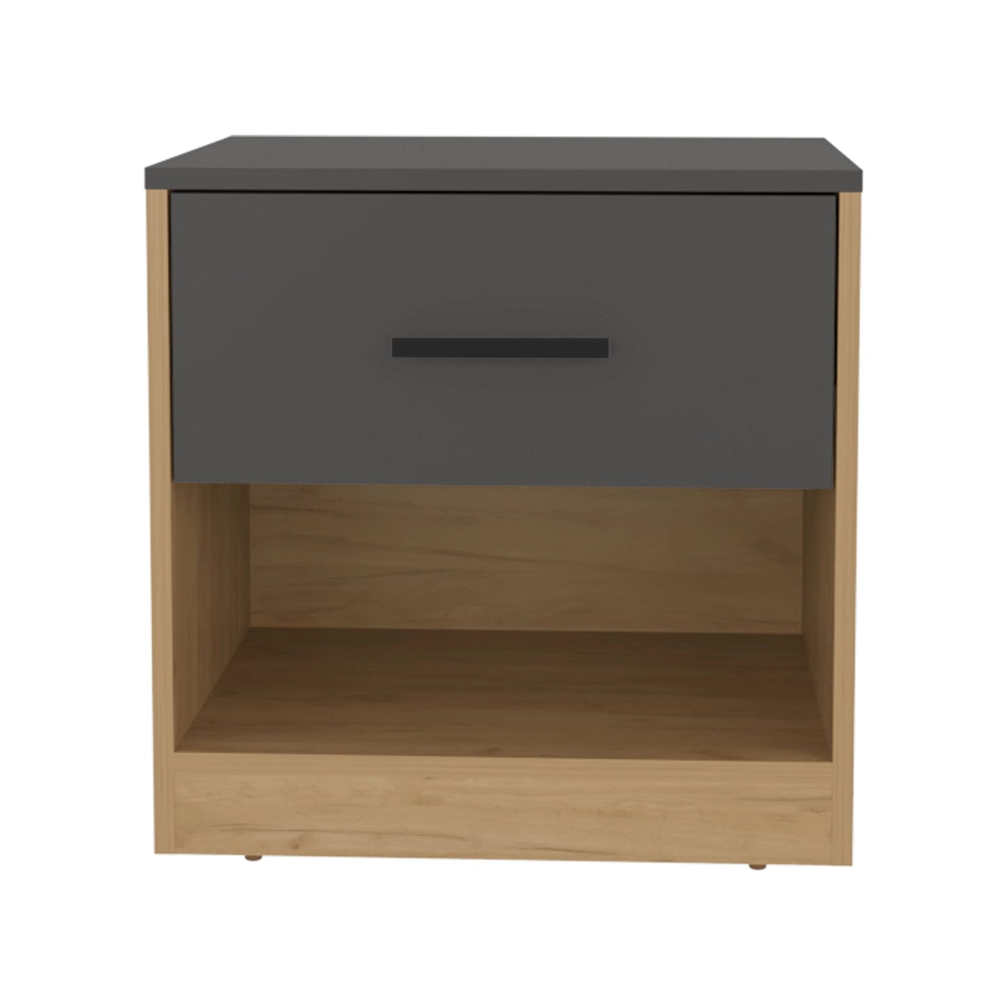 Modern Oak Nightstand with Drawer & Open Shelf