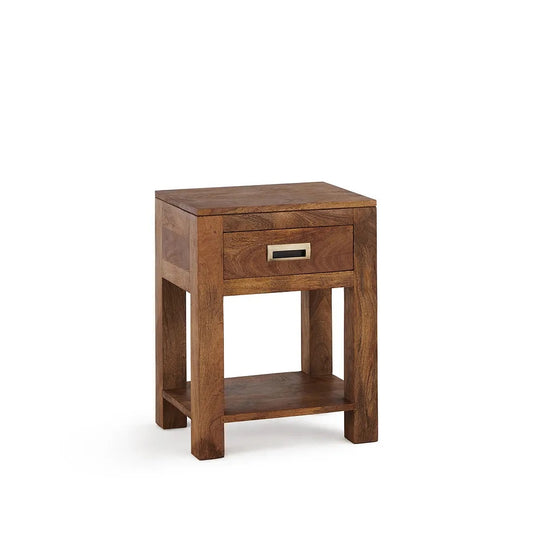 Solid Wood Nightstand with Drawer & Open Shelf